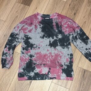 Like Love NWT M Women's Tie-Dye oversized Sweatshirt Pink SOFT Black